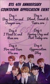 The bts anniversary is when they deputed on june 13. Bts 4th Anniversary Countdown Event Bts Aesthetics Amino