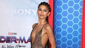 Zendaya Stuns In Plunging Nude Dress With Web Details For 'Spider ...