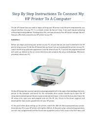 This method applies only to the hp printer with a graphics display. Step By Step Instructions To Connect My Hp Printer To A Computer