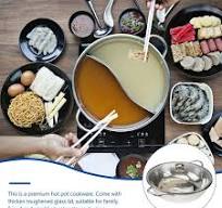 MEIBUTYUP Silver Round Dual Flavor Cooking Hot Pot Induction Cookware with  Lid