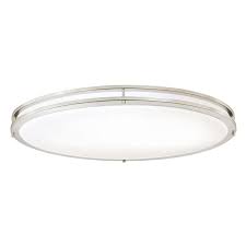 This practical overhead lighting solution helps to eliminate shadows and distribute light evenly. Westinghouse Lauderdale 32 1 2 Inch Oval Dimmable Led Indoor Flush Mount Ceiling Fixture Brushed Ni