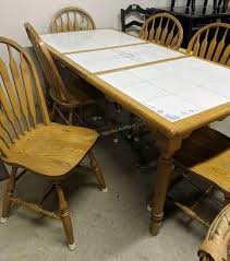 Ending friday at 10:10pm bst. Dinaire White Tile Top Oak Kitchen Table Six Hibid Auctions