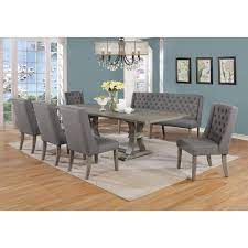 The martin rustic dining table set with bench by. Best Quality Furniture Extending Rustic Grey 7 Piece Dining Set