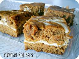 Cream Cheese Pumpkin Roll Bars Pumpkin Recipes Dessert Food Pumpkin Roll Bars