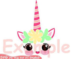 Download Flower Unicorn Birthday Silhouette Clipart Svg Floral Head Face Smile 67sv