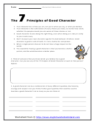 character education worksheets
