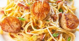 Linguine Aux Petoncles Poeles Dans Une Sauce Carbonara Maison Un Veritable Delice Recettes De Cuisine Recette Recette Carbonara