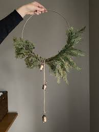 Modern Hoop Wreath Diy Make In 10 Minutes Allisa Jacobs Boho Christmas Decor Modern Christmas Minimalist Christmas