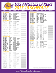 Los Angeles Lakers Nba Regular Season Printable Schedule 2017 18 Houston Rockets Nba Schedule Houston Rockets Basketball