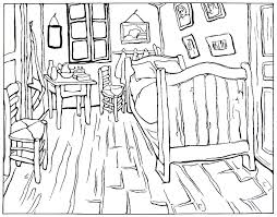 Van Gogh Bedroom Impressionist Painting By Vincent Van Gogh Printable Coloring Book Page Van Gogh Art Van Gogh Coloring Van Gogh