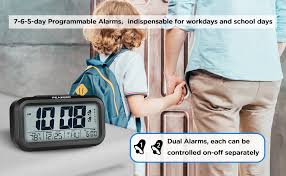 This is a 7 day programmable alarm clock/power sequencer for my stereo. Amazon Com Peakeep Battery Operated Cordless Digital Dual Alarm Clock 7 6 5 Day Programmable Alarm Calendar Indoor Temperature Smart Sensor Light Black Home Kitchen