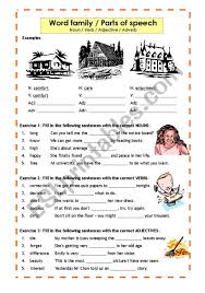 List of english verbs, nouns, adjectives, adverbs, online tutorial to english language, excellent resource for english nouns, learn nouns, adjectives list Parts Of Speech Word Family Noun Verb Adjective Adverb Esl Worksheet By Ms Chau Ec