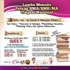 Check spelling or type a new query. Lomba Menulis Tingkat Nasional Gratis 2021 Portal Kompetisi Dan Beasiswa