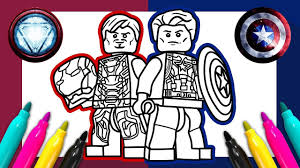 You can introduce your child to the world of colors with the help of his favorite animated character. Captain America Iron Man Coloring Page Lego Marvel Coloring For Kids Youtube