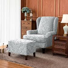 Buy the stretch pique three piece with back cushion chair slipcover. House Of Hampton Damask Printed Elastic T Cushion Wingback Chair Slipcover Reviews Wayfair