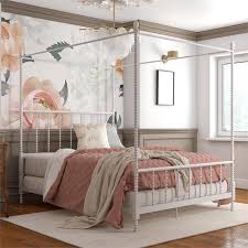 Find a bed frame that complements your style. Pemberly Row Metal Canopy Bed In Full Size Frame In White Walmart Com Walmart Com
