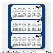 2026 2028 Police Box Blue 3 Year Calendar By Janz Mouse Pad Zazzle Com Custom Calendar Police Box Fun Mouse Pad