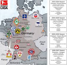 German Football Bundesliga Map 2003 2007 Billsportsmaps Com