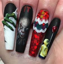 Creepy It Nail Art Halloween Nail Designs Cute Halloween Nails Holloween Nails