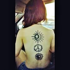 Sun Moon Flowers Peace Sign Yin Yang Flower Tattoos Hippie Life Hippie Sun Tattoo Hippie Tattoo Peace Tattoos