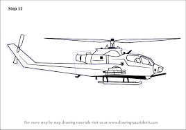 Then, draw two parallel curved lines across the middle of the window. Learn How To Draw A Military Helicopter Military Step By Step Drawing Tutorials