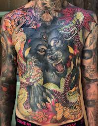 Wolf Torso Piece Traditional Tattoo Torso Body Suit Tattoo Traditional Black Tattoo