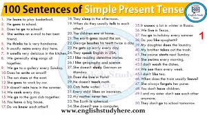 100 Sentences Of Simple Present Tense English Study Here Simple Present Tense Simple English Sentences English Sentences