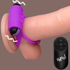 Remote Control 28X Vibrating Cock Ring and Bullet - Purple by Jouets