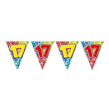 1x Mini Vlaggetjeslijn Slingers Verjaardag Versiering 17 Jaar Fun En Feest