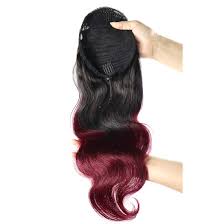 Ombre colorful ponytail wavy 09# rosy/purple 1 piece. 14 32 Inch Ombre Body Wave Human Hair Ponytail Drawstring Clip Ponytail Extensions 1b Light 99j
