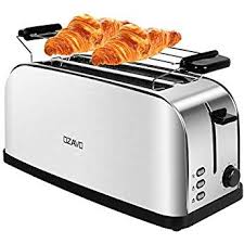 Ozavo Tostadora Para 4 Rebanada Con Soporte De Pan Acero Inoxidable Automatica 3 Funciones De Descongelar Recalentar Cancelar Tostadora Recalentado Bandejas