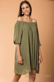 2020 Gunluk Elbise Modelleri Yesil Kisa Omzu Acik Puantiyeli Salas Elbise Modelleri Elbise The Dress