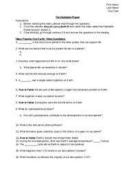 Earth S Early History The Habitable Planet Video Sheet Reading Questions