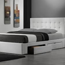 Queen size storage bed comes in caramel and white color. King Modern Storage Platform Bed In White Faux Leather In 2020 White Leather Bed Bed Frame With Drawers King Size Storage Bed