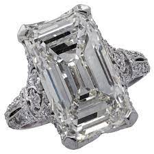 We mentioned popular art deco era diamond shapes above, but here we'd like to call out two diamond cuts of the period, which you can replicate in an art deco style engagement ring. Art Deco 9 04 Carat Emerald Cut Engagement Ring For Sale At 1stdibs