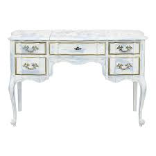 Hutch features cutouts for clean cord management. French Provincial White Shabby Chic Vanity Desk Chairish