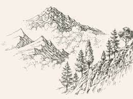 croquis alpins de chaines montagnes et vegetation conifere illustration paysage montagne coloriage peppa pig