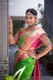 Parrot Green Wedding Saree South Indian Bride Indian Bridal Sarees Indian Bridal