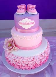 Made This 3 Tier Baby Shower Cake With Gumpaste Baby Shoes And Peony Flower Baby Shower Cakes Girl Cakes Cake