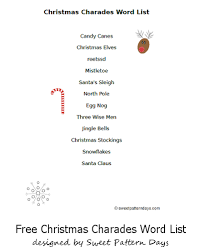 Printable Christmas Charades Word List Christmas Charades Charades Words Charades Word List