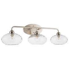 Refreshing and fashionable, arching forms of metal and etched alabaster glass shades are enhanced by a classic brushed hover image to zoom. Kira Home Marina 26 Modern 3 Light Vanity Bathroom Light Hammered Gla Brushed Nickel Bathroom Bathroom Light Fixtures Brushed Nickel Bathroom Light Fixtures