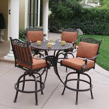 Darlee Charleston Aluminum 5 Piece Round Bar Height Patio Dining Set In 2020 Bar Height Patio Set Patio Furniture Sets Patio Dining Set