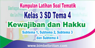 Kumpulan Soal Tema 4 Kelas 3 Sd Kewajiban Dan Hakku Subtema 1 2 3 Dan 4 Dilengkapi Kunci Jawaban Bimbel Brilian