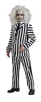 Beetlejuice Black And White Striped Suit Mena S Beetlejuice Deluxe Halloween Costume Size One Size Fits Most Xl Black Beetlejuice Costume Deluxe Halloween Costumes Halloween Fancy Dress