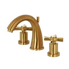 Kingston Brass Modern Cross 8 In Widespread 2 Handle Mid Arc Bathroom Faucet In Satin Bra Bathroom Faucets High Arc Bathroom Faucet Widespread Bathroom Faucet