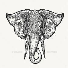 Elephant Head Zentangle Illustration Elephant Head Drawing Elephant Head Animal Illustration