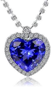 Diamond are a girls best friend. H H Uk Titanic Heart Of The Ocean Necklace Blue Crystal Heart In White Crystal Mount Amazon Co Uk Jewellery
