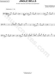 James Pierpont Jingle Bells Bass Clef Instrument Sheet Music Cello Trombone Bassoon Baritone Horn Or Double Bass In G Major Transposable Download Clarinet Music Cello Sheet Music Trombone