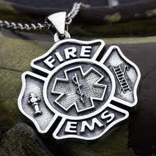Large Size Firefighter Maltese Cross Fire Ems Star Of Life Sterling Silver Necklace Pendant David Daffer De Carro De Bomberos Bomberos Instituciones Educativas