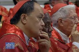 Cardinal Luis Antonio Tagle, Manila Archbishop Cardinal Jose Advincula, and  Caloocan Bishop Cardinal Pablo Virgilio David during the “Pro Eligendo  Pontifice” Mass for the election of the pope at St. Peter's Basilica